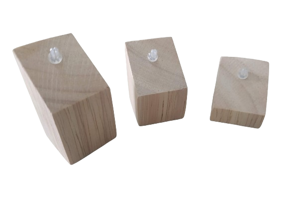 Set 3 Wood Blocks Jewelry Display with Sctatch-proof Clips